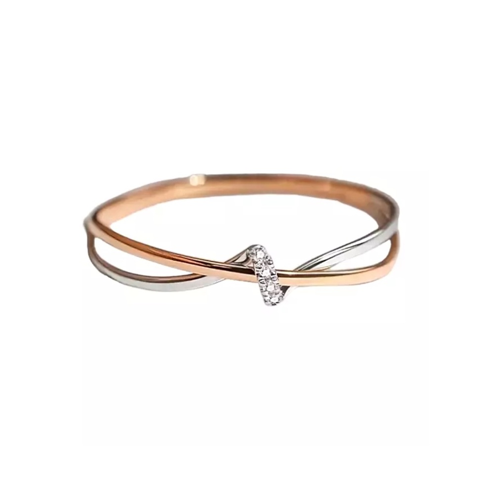 Sterling Silver & 14k Gold cz Twisted Ring